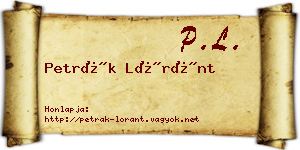 Petrák Lóránt névjegykártya