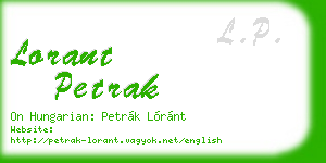 lorant petrak business card